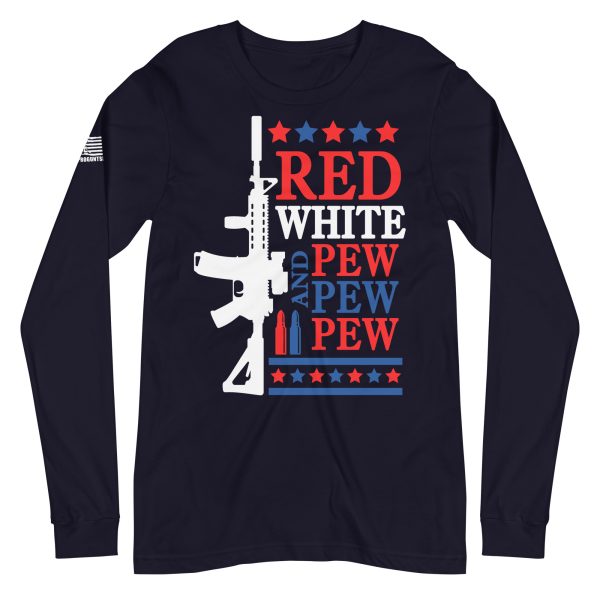 Red White 2nd amendment pro gun Unisex Long Sleeve Tee - Image 2